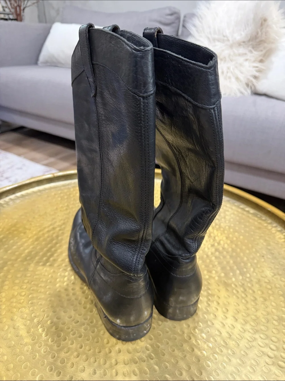 Frye Black Leather Over-The-Knee Riding Boots